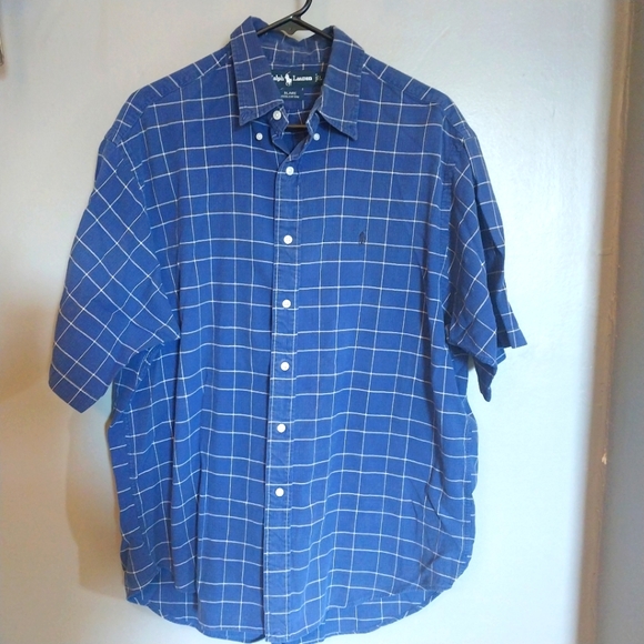 Ralph Lauren Other - Ralph Lauren Blair Shirt Mens L Plaid Blue Short Sleeve 100 Percent Cott…